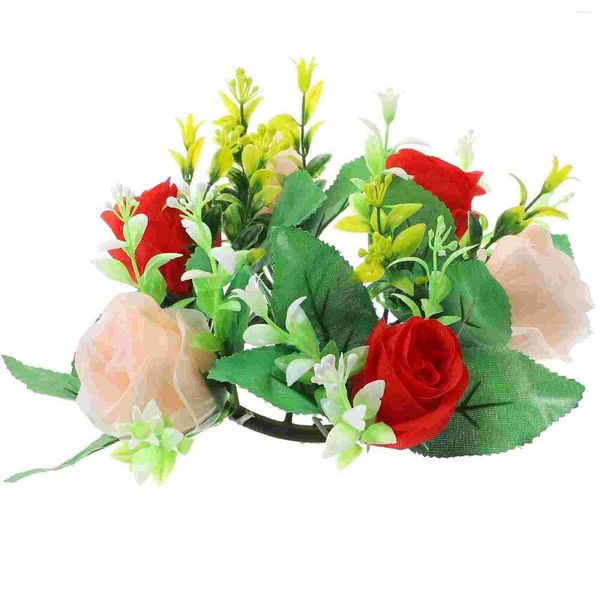 Flores decorativas Flores Cabeça Rosa Banqueto Velas de Natal Avento Avento Decores de Buquê de Pano de seda