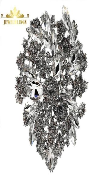 Spille Spille Royal Vintage Cluster Cristallo trasparente Strass Foglia sventata Dichiarazione a goccia Spille a forma di pera Gioiello da sposa da sposa52263648