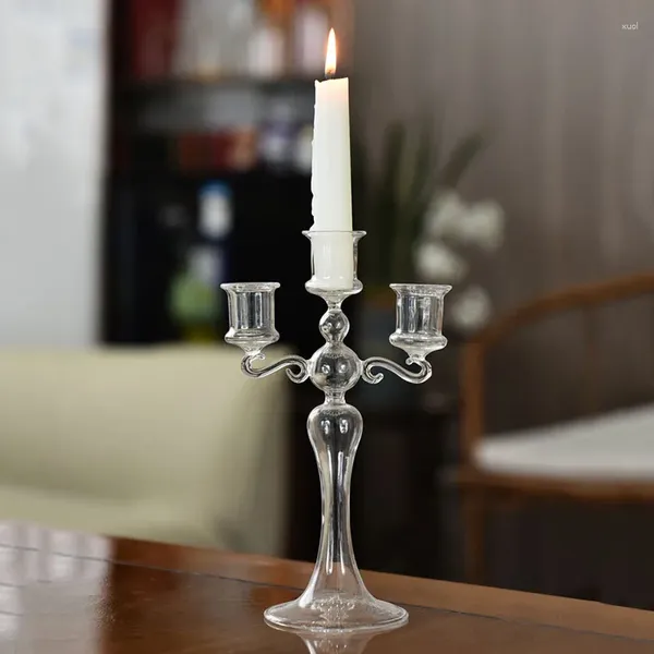 Titulares de velas velas de vidro colorido altas estéticas românticas estéticas nórdicas castiçal moderno geométrico kaarshouder decorações