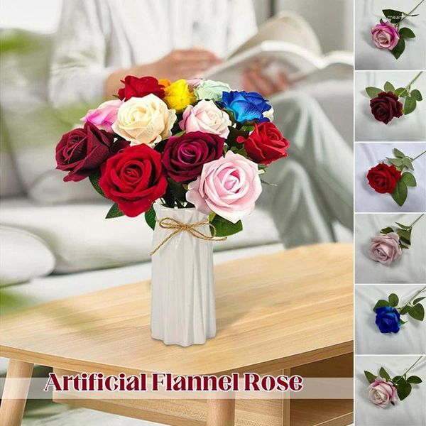 Flores decorativas Rosa de seda rosa artificial Fake Bouquet Wedding Home Party Decor Hall Flower Acessórios domésticos Acessórios domésticos