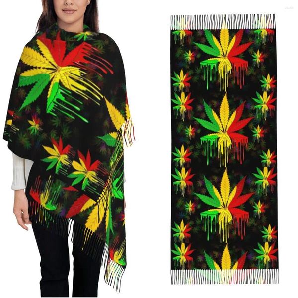 Lenços femininos femininos folhas de lenço rasta pingando tinta longa inverno shawl wrap wrap diariamente use cashmere