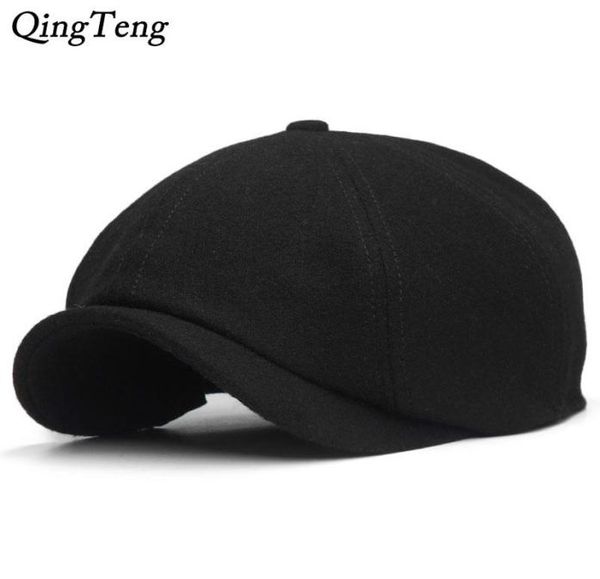 Sólido preto vintage masculino boinas bonés de lã boina chapéu francês pico bonés feminino casual newsboy boné lã hera boinas abóbora hats8803303