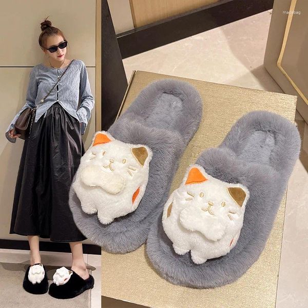 Pantofole inverno inverno morbido peluche delizioso suole spessa sola bao capelli da donna in cotone calda leisure familiare scarpe da pavimento