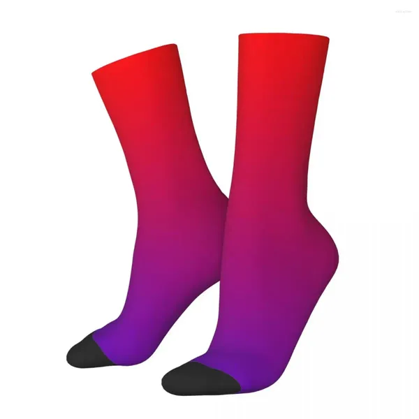 Meias masculinas meias loucas engraçadas para homens luzes neon minimalista vermelho a roxo Hip Hop Gradiente vintage colorido padrão de meninos estampados tripulação