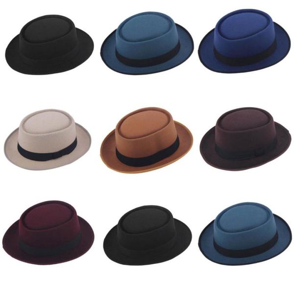 MistDawn Men039s Women039s classico Felt Pie Cap Upturn Short Bree Porkpie Cappello Black Ribbon Banda Dimensione 7 14 Hats Wide8108058