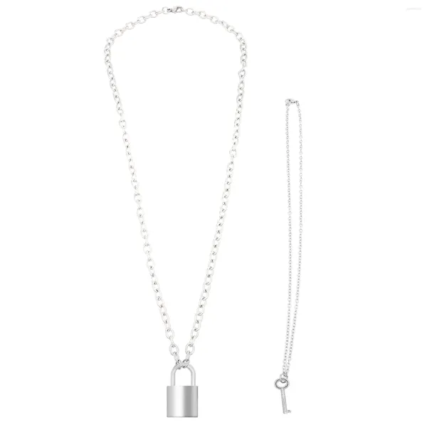 Anhänger Halsketten 2 Stcs Key Lock Halskette Schlüsselbein Kette Schmuck Frauen Paar Geschenke Goth männlich