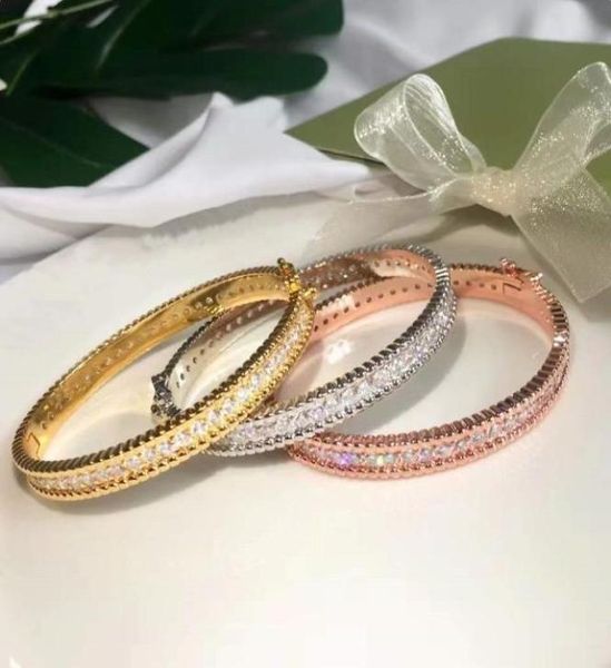 Braccialetti dell'amicizia per ragazze Bracciale in oro con diamanti Bracciale rigido da tennis in argento placcatura di alta qualità in ottone Gioielli da donna di lusso8547128