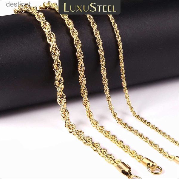 Collane di perline Luxusteel 2/3/4/5 mm Collana a catena a corda in acciaio inossidabile per le donne Non sbiadire non sbiadire impermeabile girocollo argento tono in oro colorl231225