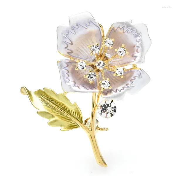Broschen Wulibaby schöne Blume für Frauen Unisex 2-Farben Emaille Party Büro Brosche Stifte Geschenke