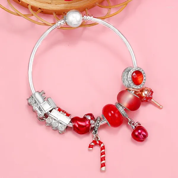 Charm Bracelets Weihnachtszug Apfel Süßigkeit Perle mit Anhänger Fit DIY Modemarke Armband für Frauen Kinder Weihnachtsschmuck Geschenk