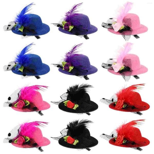 Bandanas 12pcs şapka saç klipli örgü yay barrette çiçek saç tokası fascinator toddler parti kostüm aksesuar için dekoratif ()