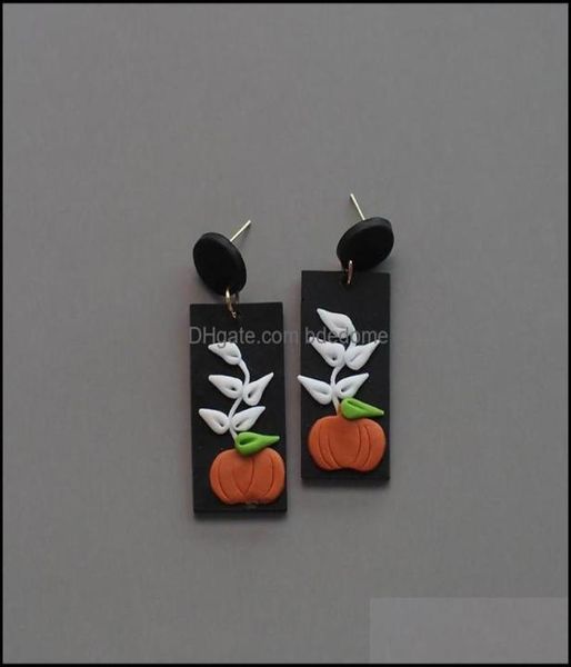 Orecchini a lobo Gioielli Alla moda Natale Halloween Argilla polimerica Mti Serie di colori Zucca geometrica Ciondola Set di orecchini unici per Dh9046022