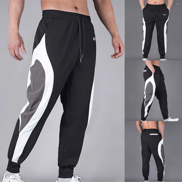 Pantaloni da uomo Leggings casual leggings Blocco color jogging a metà vita sport corse sciolte con candeggina per gli uomini