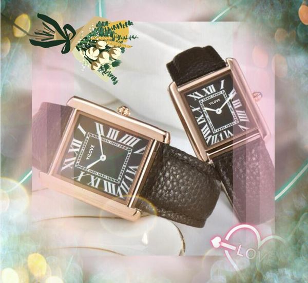 A Lovers Designer de alta qualidade Ratina homens homens Japão Japão Quartz Movimento Casual Relógio Business Square Roman Tank Series Two Pins Style Wristwatch Gifts
