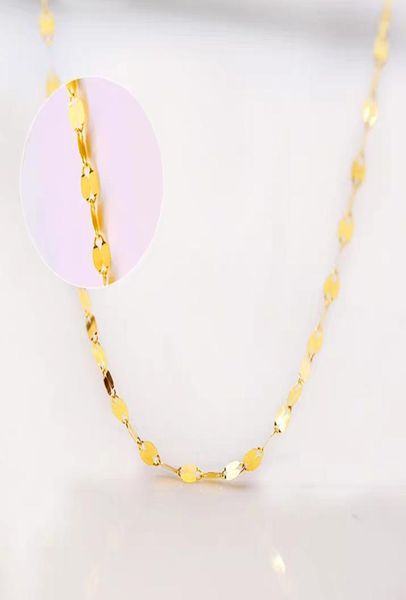 YUNLI Schmuck-Halskette aus echtem 18-Karat-Gold, schlichtes Fliesenketten-Design, reiner AU750-Anhänger für Frauen, feines Geschenk 2207229709652