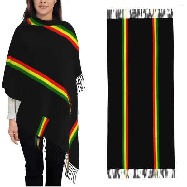 Lenços Rasta Stripe Color Pattern Saips para feminino de inverno Longo lenço macio Shawl