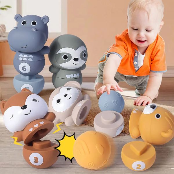 Montessori-Silikonblöcke für Babys, Mädchen, 0–12 Monate, weiche Baby-Farbform, Würfelblöcke, Stapelspielzeug, Kinderspiele, 1 Jahr alt, 231225