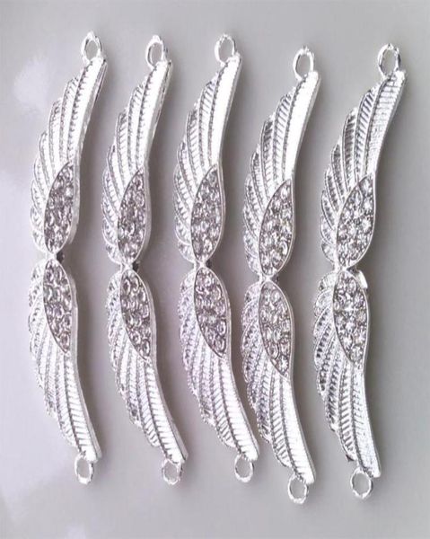 2013 Yeni Gümüş Kaplama Metal Alaşım Kristal Rhinestone Angel Wings Bilezik Konnektörleri Bilezik Mücevherat Bulundu Amp Compon7101853