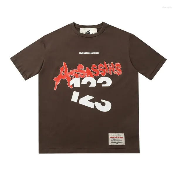 Camisetas masculinas 2023 homens rrr123 assassinos espessam camiseta de camiseta de skate de skate de skate, camisetas de algodão