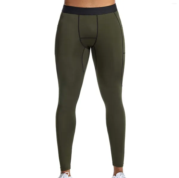 Calças masculinas caem e inverno em cor sólida elástica rápida secagem leggings suor de basquete fitness moro mass calça