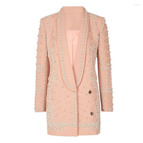 Giacche da donna Jamerary Gorgeous Diamond Pearls Capeggi Women Autunno inverno manica lunga Office Office Blazer Lady