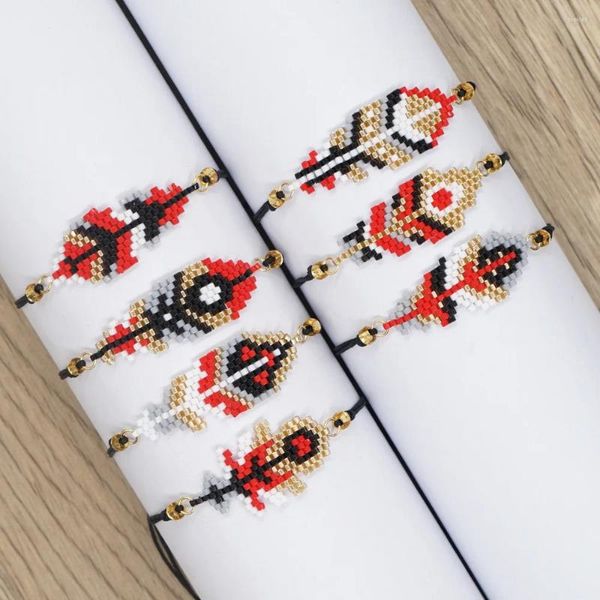 Strang Perlenarmband handgewebte Einfachheit Mode vielseitige Persönlichkeit Blatt Böhmen einstellbare Unisex -Reiskugel