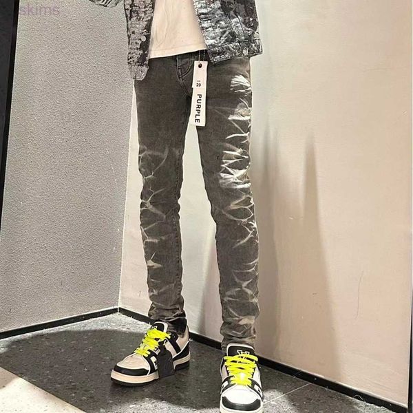 Nuovi jeans da uomo artigianali con piega laterale grigio viola di design