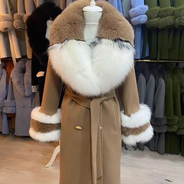 Куртки настоящий шерстяной пальто с меховым воротником настоящий натуральный меховой пальто теплый зимний мех