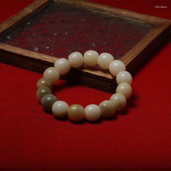 Strand Gradient White Jade Bodhi Root 11 12 mm attorno a un cerchio singolo di perle di preghiera per artefatto culturale per perle di preghiera