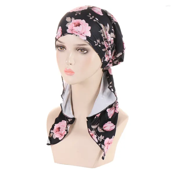 Abbigliamento etnico Donne pre-legato Chemio Chemio Capo stampato floreale Floral Hijab Turban Bandscaras Wrap Cannet Cappello Cancro Cappello Cappello Capello Capello Testa