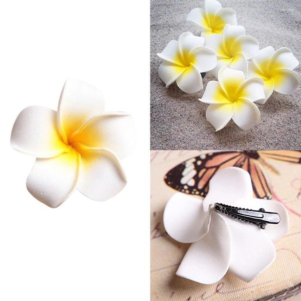 Saç Aksesuarları 6pcs Plumeria Çiçek Klipler Kadınlar için Saçkaşalar Yumurta Barrette Hawaii Düğün Çanta Şapkası