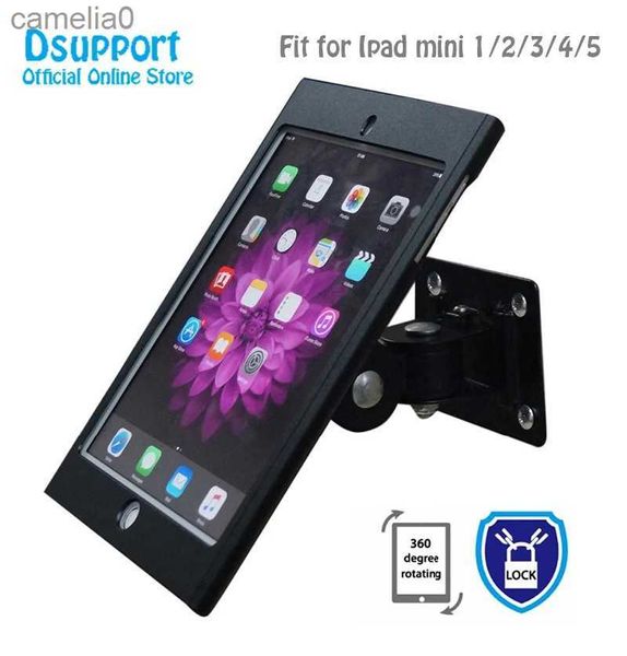 Tablet PC Stands Fit for iPad Mini 12345 ROTAÇÃO INTERTILA PARATE MONTAGEM DE PAREDE METAL VISÃO DO SUPORTE VAREJO PC PC Porta Anti-Thiefl231225