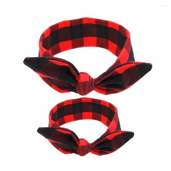 Bandanas infantis de cabeça para bebês Mãe e criança ternos de fã de ouvido Conjunto de cabelos de turbante bebê Acessórios para cabelos de turbante (grade vermelha)