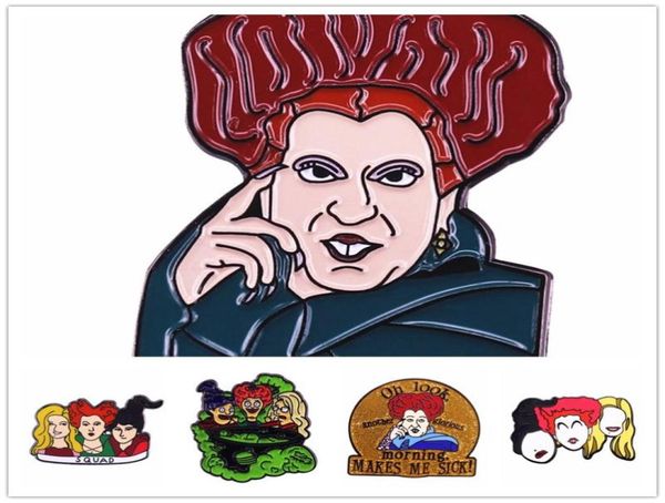 Pins Broschen HOSENG Film Hocus Pocus Cartoon Hexe Metall Frauen Brosche Fantasy Komödie Halloween Geschenk Schmuck Emaille Pin Schwarz Co3629508