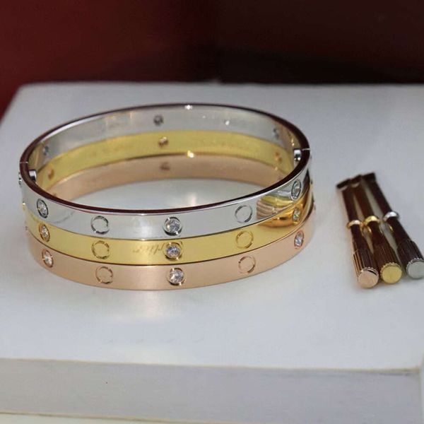 Un classico bracciale in argento di lusso braccialetti per donna braccialetti in oro placcato vgold non appannamento con cacciavite braccialetto da uomo largo 6 mm con 6 diamanti gioielli personalizza regalo g