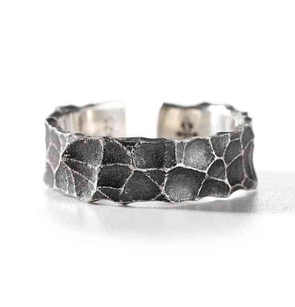 925 STERLING Gümüş Çekiç Yüzüğü Men039s Moda Ins Ayarlanabilir Men039s Açılış Kişilik Retro Silver Men039S Ring W2202471991