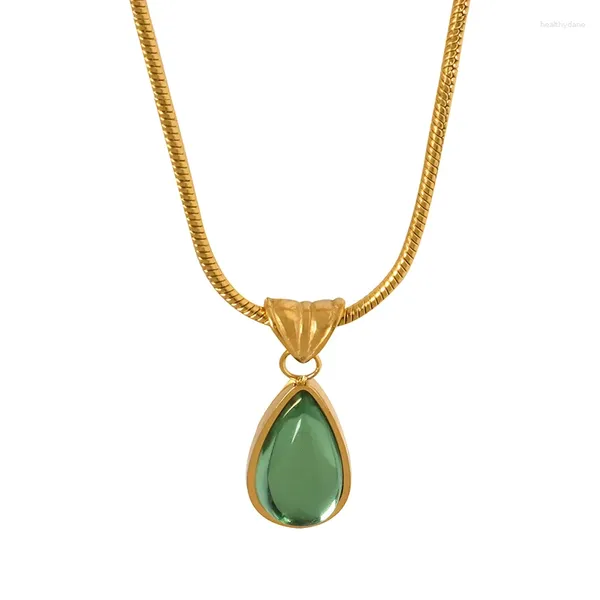 Collane a pendente vintage oliva verde oliva blu collana in stile goccia in incolore incolore gioielli emotivi di alta qualità