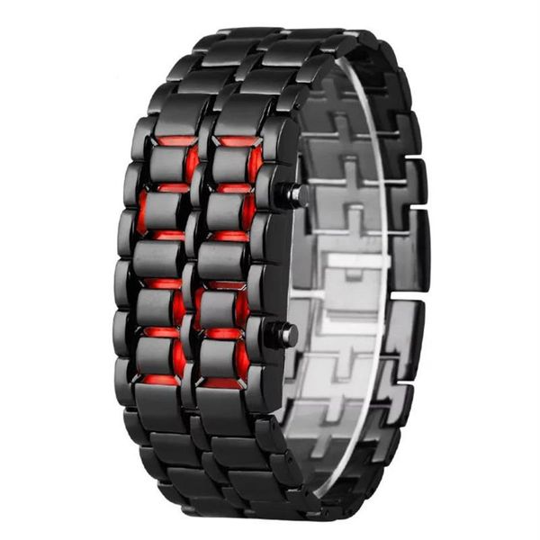 Relógios de pulso LED relógios digitais Iron samurais pulseira plástica lava hour de hora de relógio homens automáticos clock luminoso mecânica à prova d'água187n