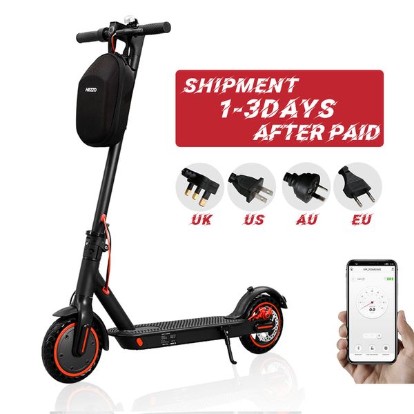 HEZZO HS-04pro Escooter Eu Us Wareshouse 36V 350 W 25km / h 8,5 polegadas Bateria de lítio Luz de freio a disco Portátil Atividades de deslocamento urbano Scooters elétricos com aplicativo