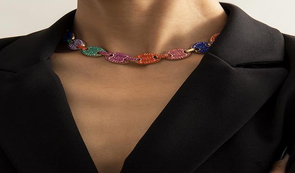 Nuova moda ins colorato pieno di diamanti zirconi strass bella collana di farfalle 3d moda donna collana girocollo dichiarazione gold2868637