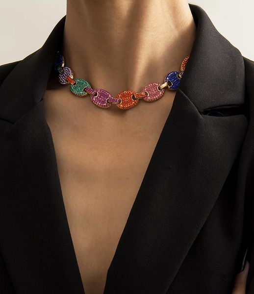 Neue trendige ins bunte Volldiamant-Zirkonia-Strass-hübsche 3D-Schmetterlings-Halskette, modische Damen-Statement-Choker-Halskette, gold2036826