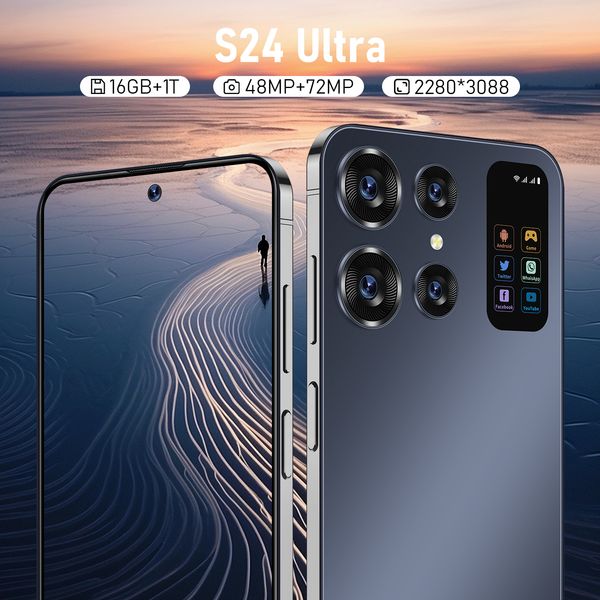 S23 2024 Новые мобильные телефоны Ultra 7.3 HD -экрана Смартфон Оригинал 5G 16+1 ТБ Двойной мобильный телефоны Face Oppended Android 13 сотовый телефон