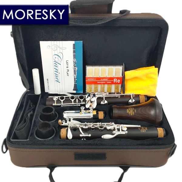 MORESKY Clarinetto Sib Legno Ebano Placcato Argento 17 Tasti Grenadilla Sib Klarnet M601