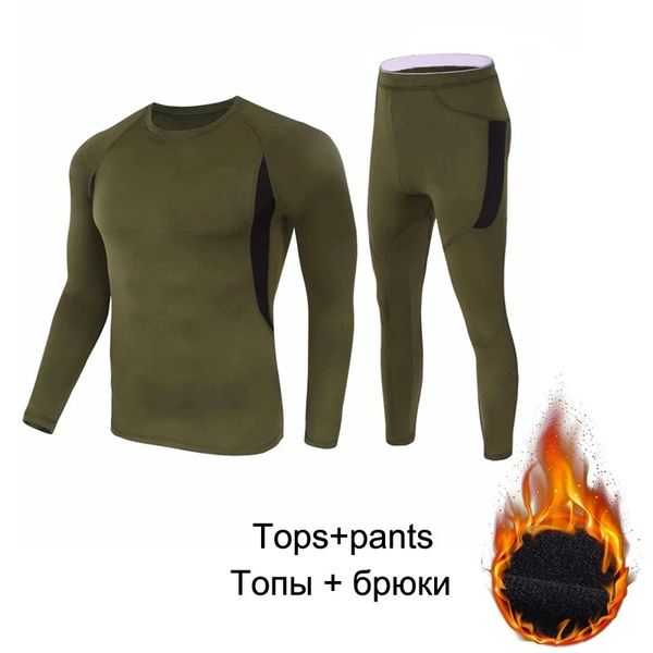 Marca masculina compressão pele térmica roupa interior esportes básico longo conjunto grosso lã collants quente 231222