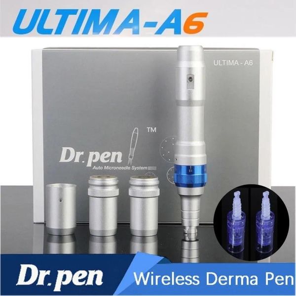 Maschinen Neueste ULTIMA A6 kabelloser Dermapen Dr.pen Mikronadel automatisch mit 2 Batterien kabelloser Dermapen wiederaufladbarer Derma Pen Derma Ro