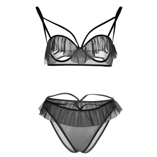 Set artı boyutu erotik bandaj iç çamaşırı iç çamaşırı açık seksi sutyen külot ruffles mikro bikinis sıcak lenceria femenina egzotik giyim s