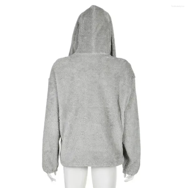 Damen Hoodies Herbst Winter Plüsch Sweatshirt Ohr mit Kapuzenhaube mit vorderer Tasche süße Langschläfe