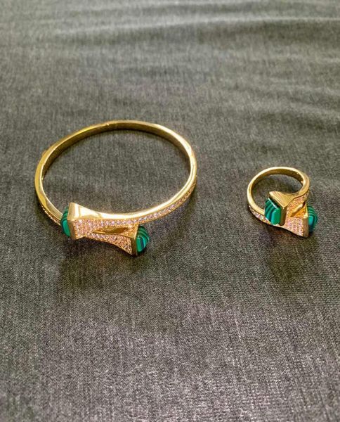 2021 di marca puro gioielli in argento sterling 925 per le donne piramide braccialetto anelli set di gioielli pietra preziosa naturale anello braccialetto in oro Set1196027