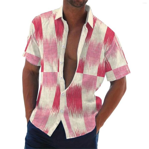 Camicie casual maschile da uomo San Valentino stampato a maniche corte bottoni a maniche corta up sciometto blusa blusa stampare abito sociale camisa