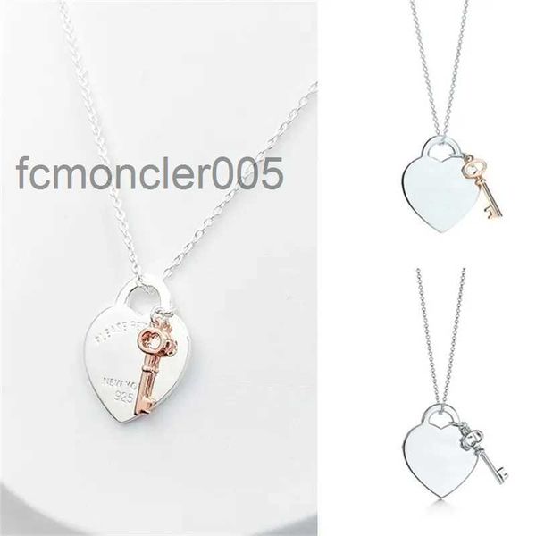 Collane a sospensione Cuore e collana chiave per donne 1 925 Sterling Sterling Luxury Gifts Co Drop 7Bu8